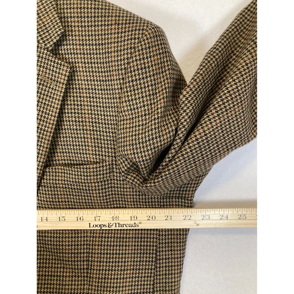 Dark Academia‎ Bert Pulitzer Mens 42L Brown Lambswool Houndstooth Blazer Jacket